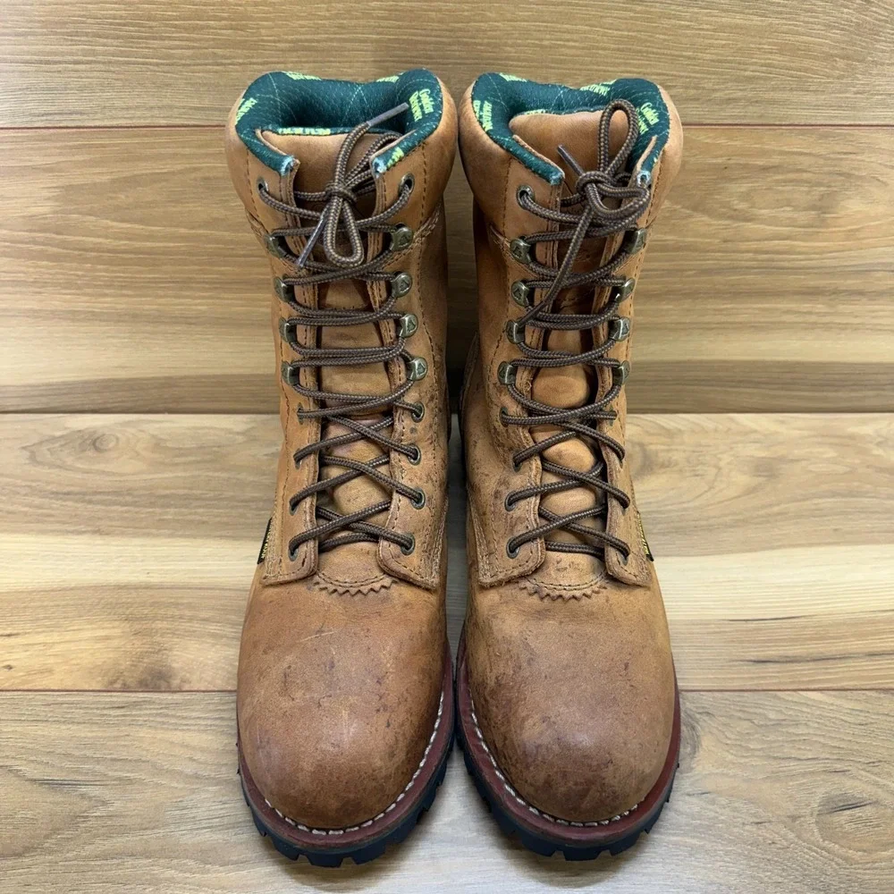 Golden Retriever Steel Toe Waterproof Work Boot Mens 9 D Logger Lug Sole Lace Up